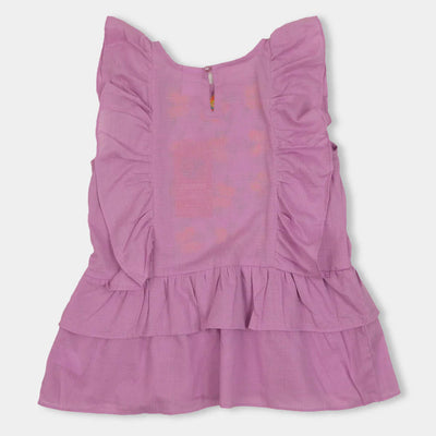 Girls Embroidered Top - Purple