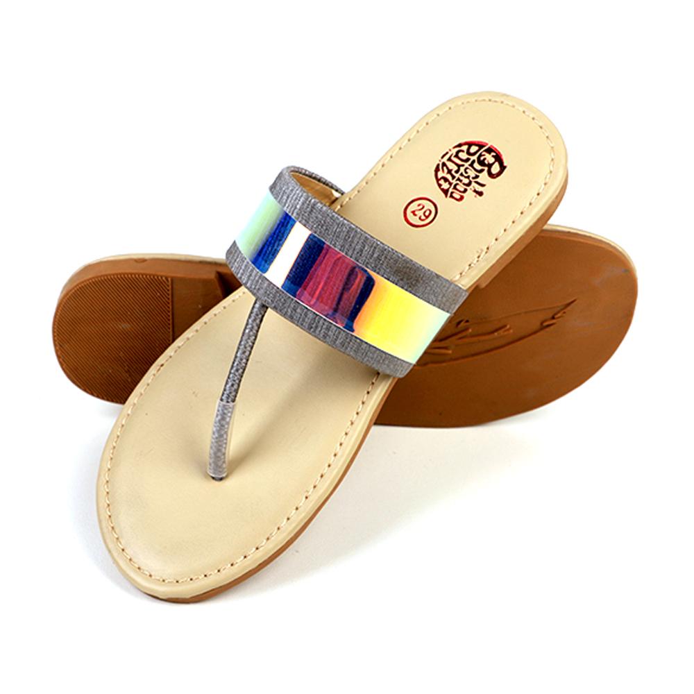 Casual Ethnic Slippers For Girls - Grey