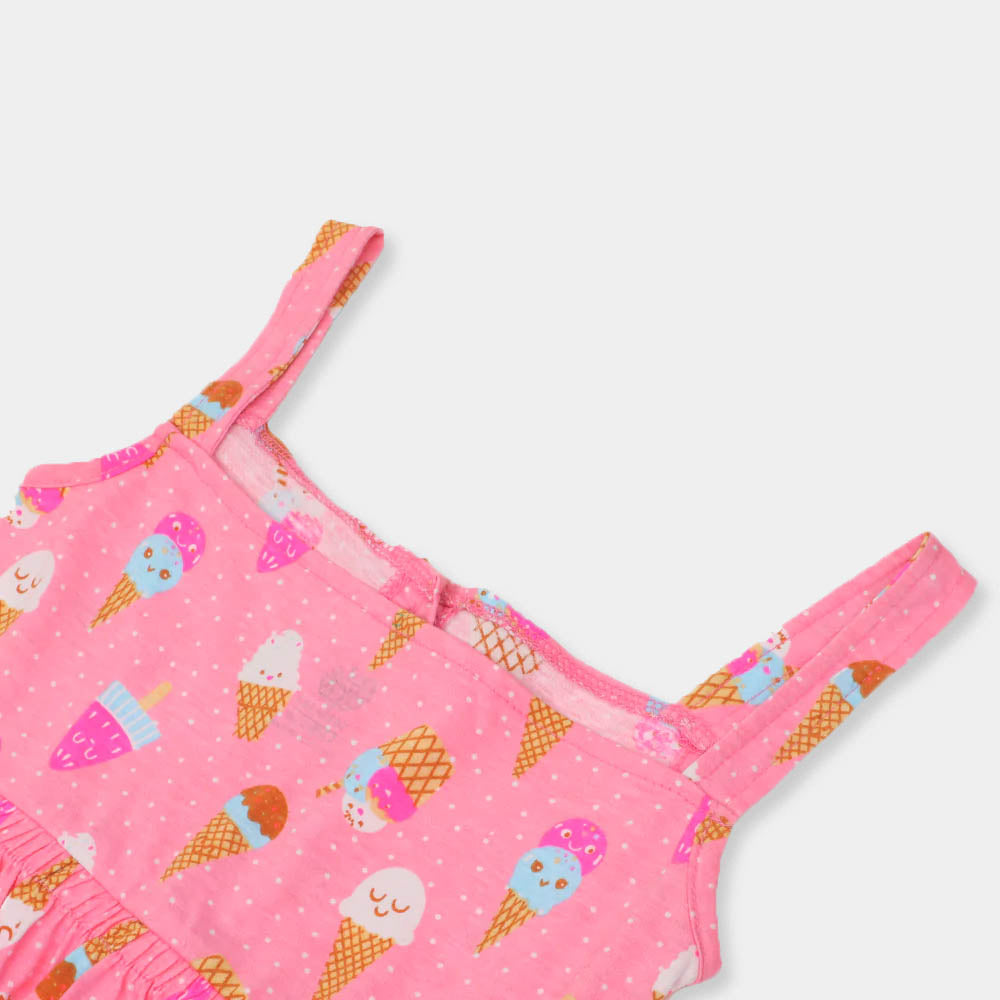 Girls Frock Printed Ice Cream -Printed