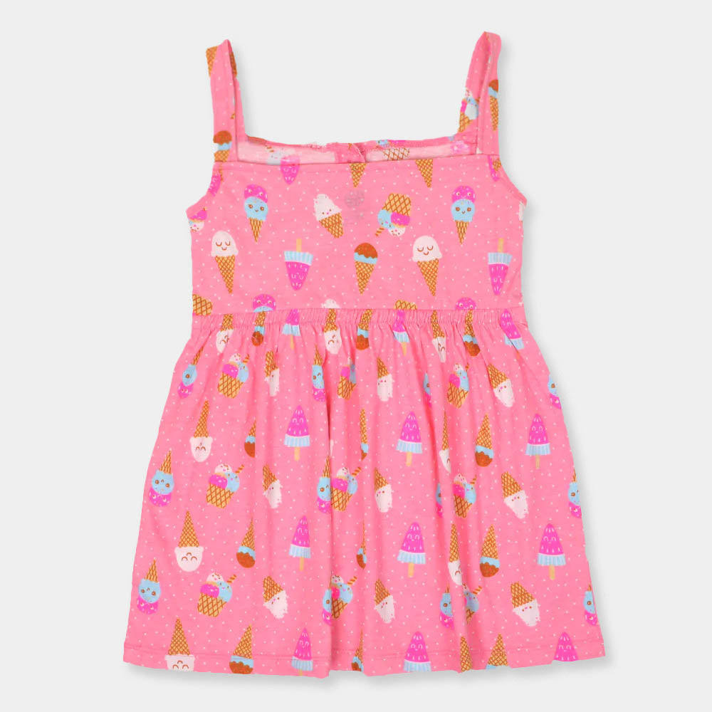 Girls Frock Printed Ice Cream -Printed