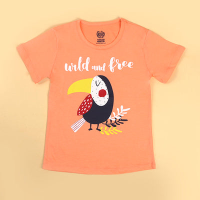 Infant Wild & Free T-Shirt For Girls - Peach