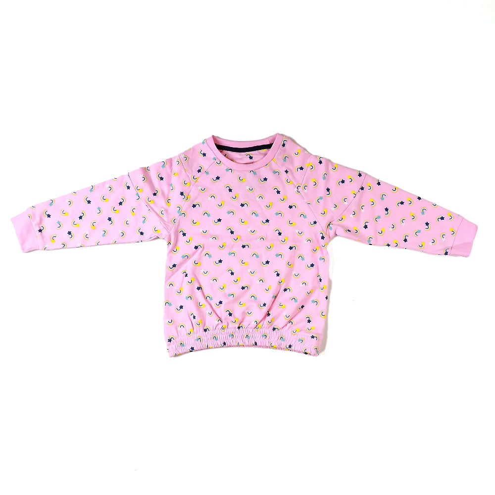 Rainbow Sweatshirt For Girls - Pink