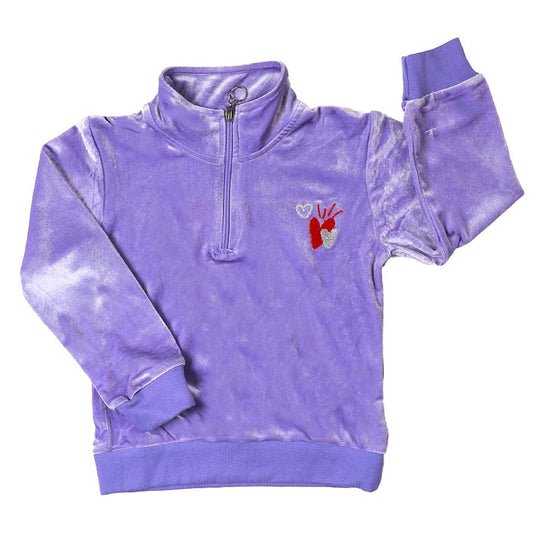 Girls Sweatshirt Emb Heart - Purple