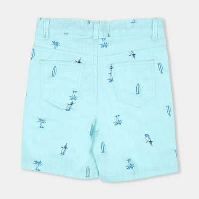 Parrot Print Cotton Short For Boys - Sky Blue