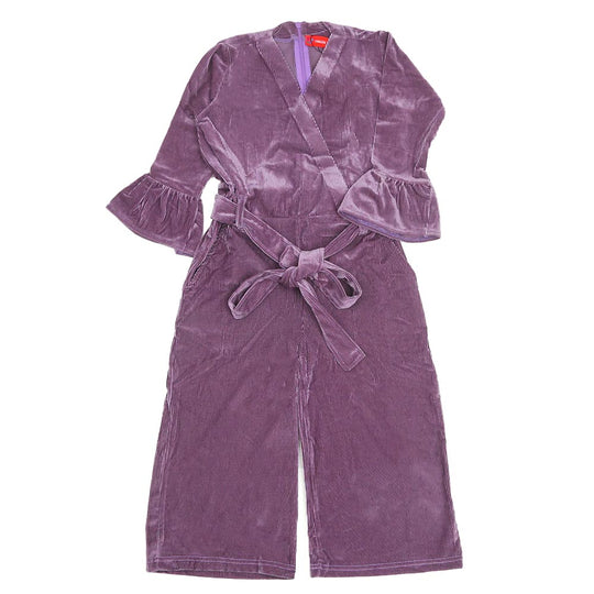 Girls Velvet Jumpsuit Tick Tok- M-Purple