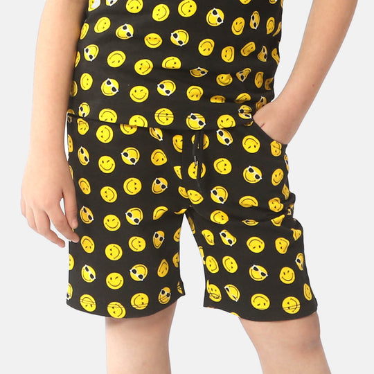 Boys Terry Short Smiley - BLACK