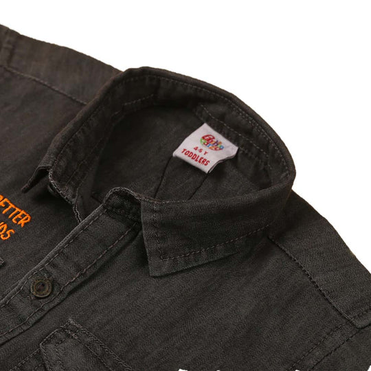 Life Is Better Denim Shirt For Boys - Grey