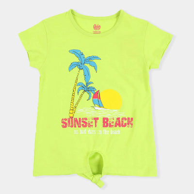 Girls T-Shirt Sunset Beach - Green