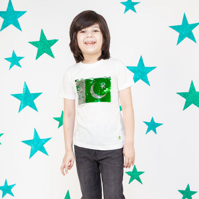 T-Shirt Pakistan Flag Applique - White