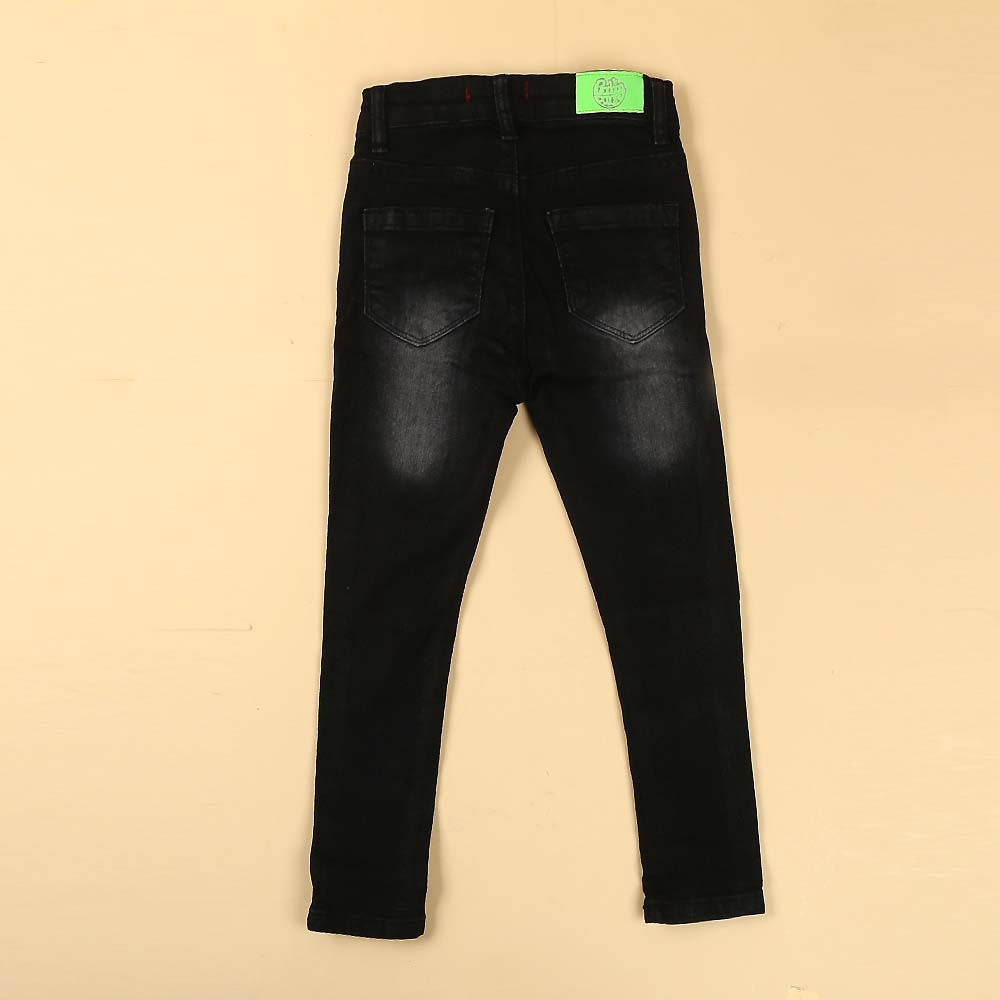 Star Denim Pant For Girls - Black