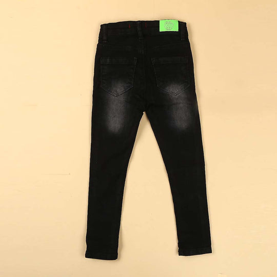 Star Denim Pant For Girls - Black