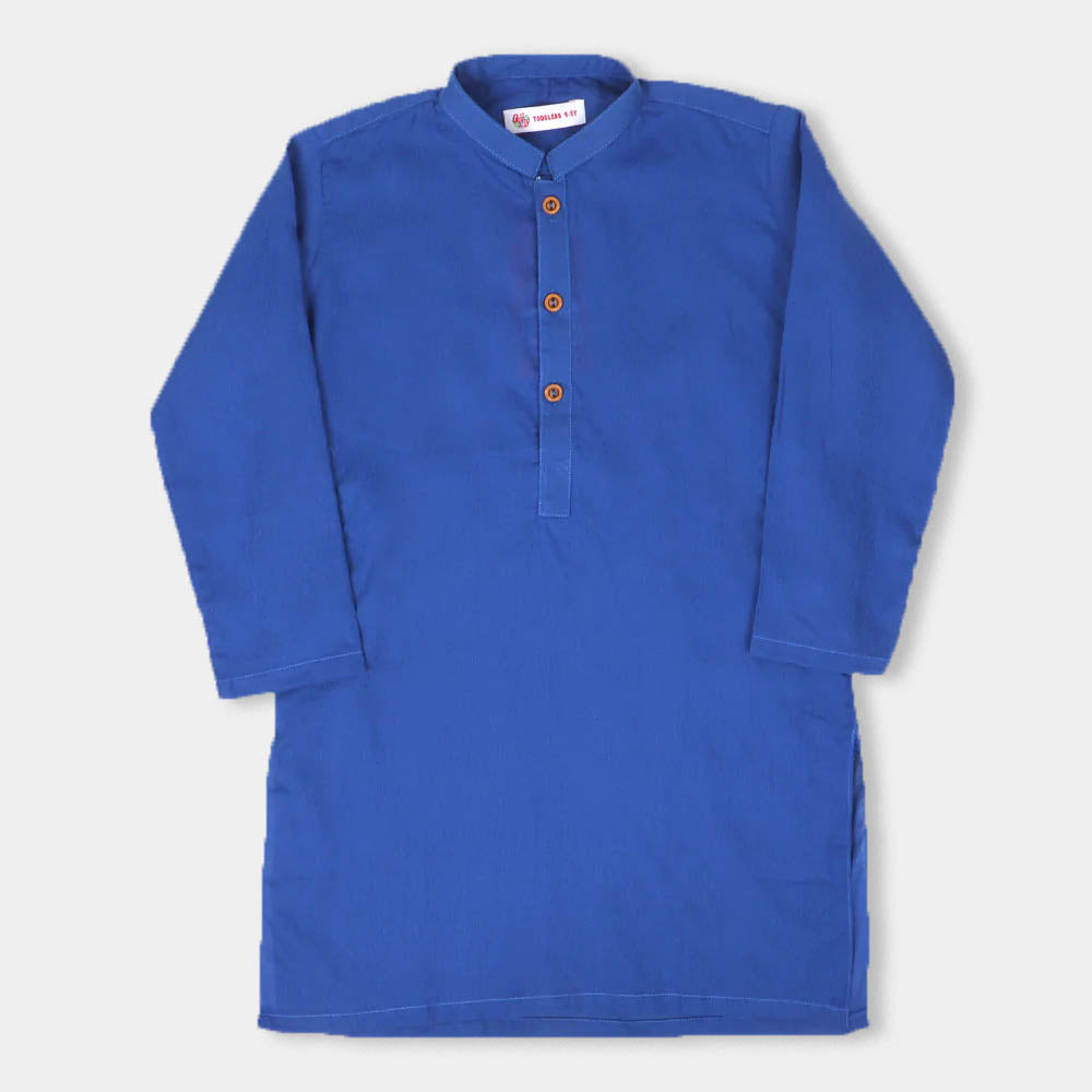 Boys Basic Jacquard Kurta - Royal Blue