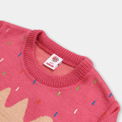 Girls Sweater Yummy Donut - Beige/Pink
