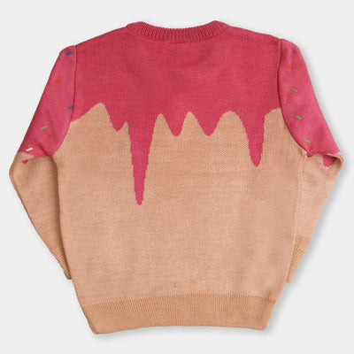 Girls Sweater Yummy Donut - Beige/Pink