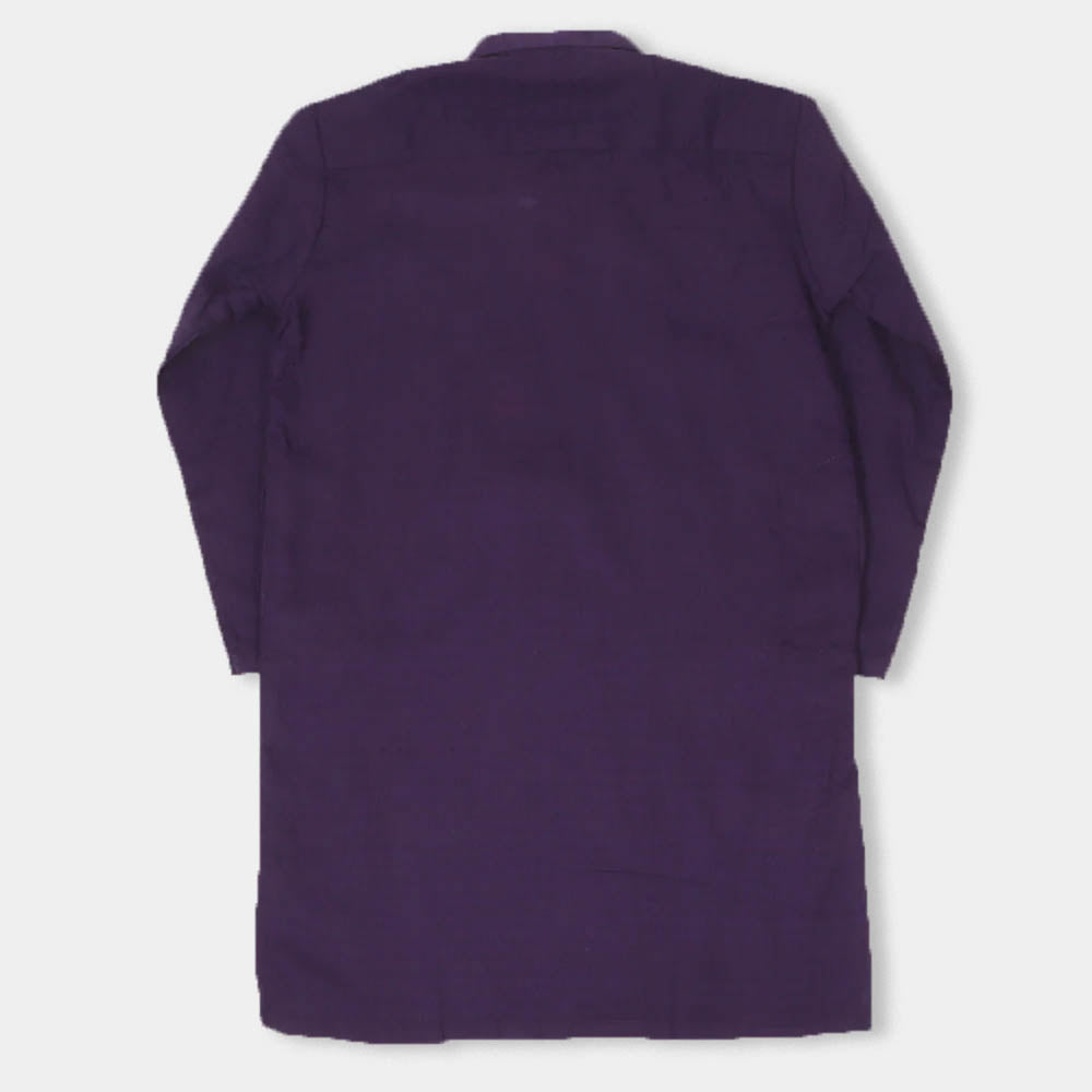 Boys Basic Jacquard Kurta - Purple