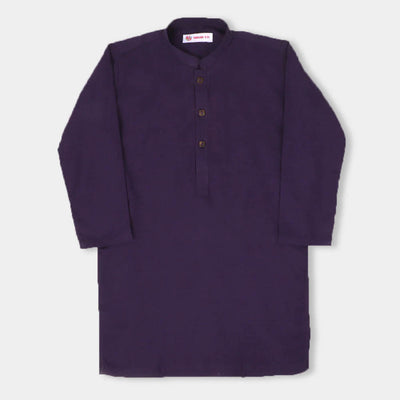 Teens BOYS BASIC JACQUARD KURTA PURPLE