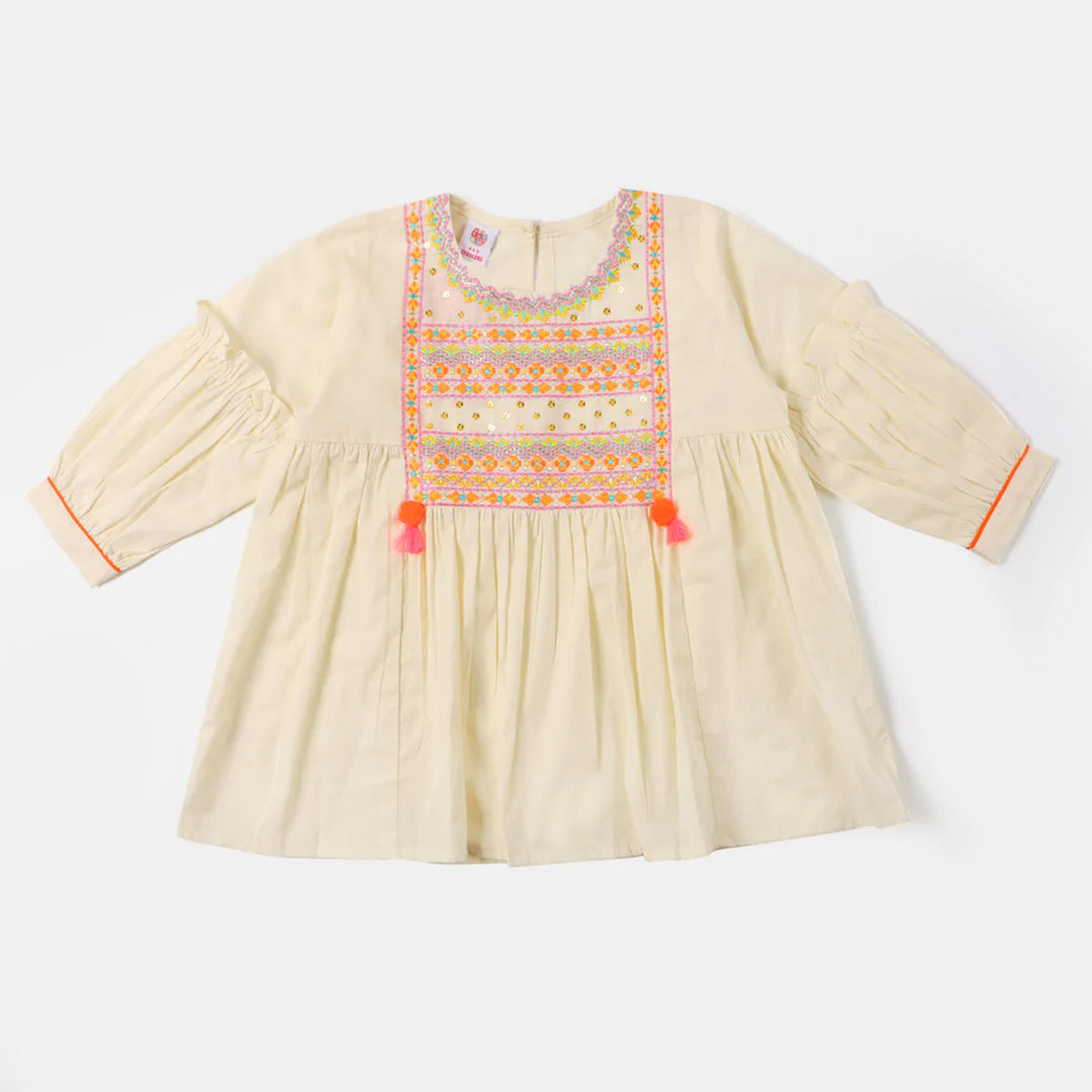 Girls EMB Top Fusion Folk - Cream