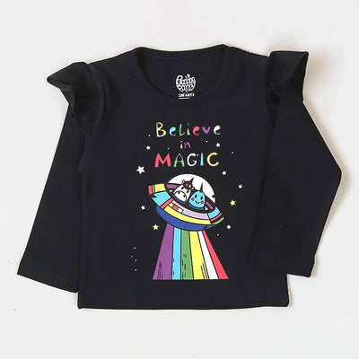 Winter Magic T-Shirt For Girls - Navy (BTS-225)