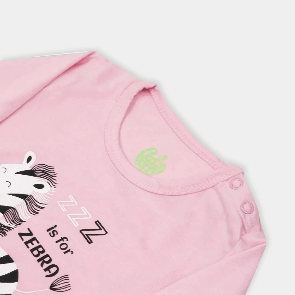 Infant Girls Knitted Night Suit Zebra - Pink Lady