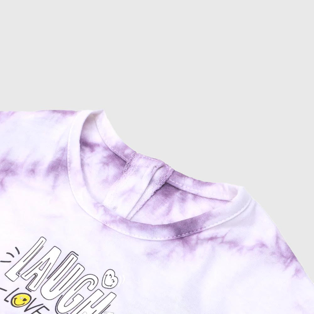 Infant Girls T-Shirt Laugh- Purple/White