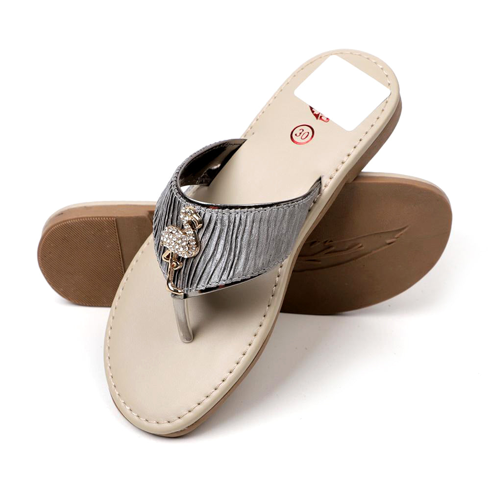 Casual Stylish Slipper For Girls - Grey