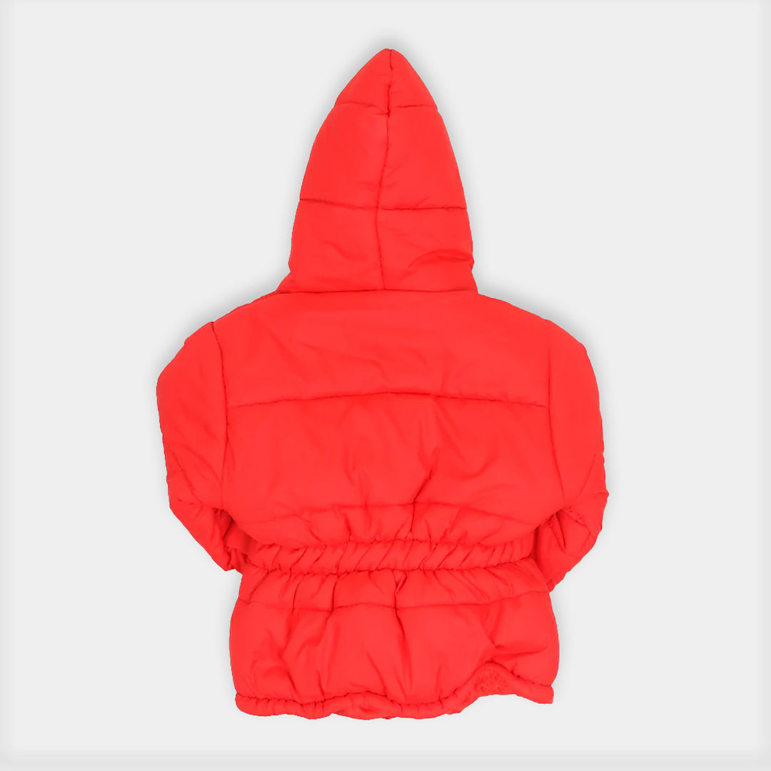 Girls Hooded Puffer Jacket - Red