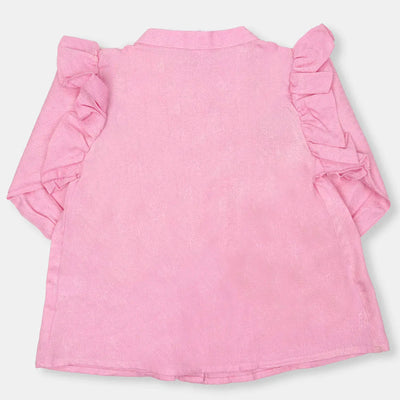 Infant Girls Embroidered Top Strawberry Girl - Pink