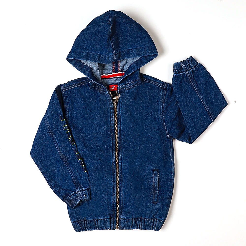 Free Style  Denim Jacket For Boys - Blue