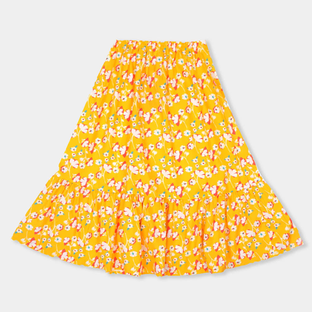 Girls Digital Print long Skirt - Citrus