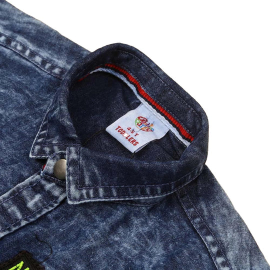 Never Stop Denim Shirt For Boys - Blue
