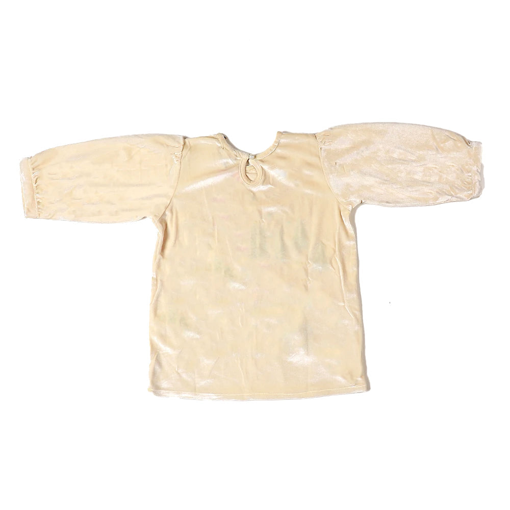 Infant Tree Velvet Top For Girls - Off White
