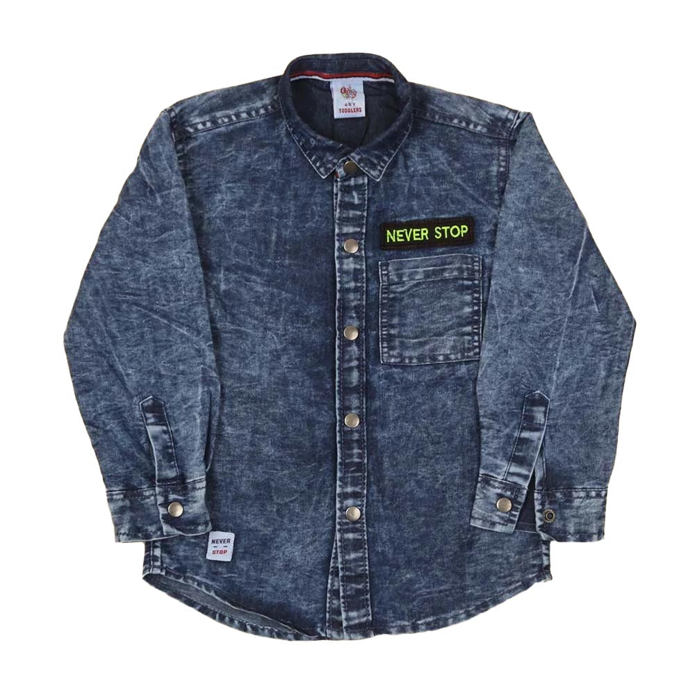 Never Stop Denim Shirt For Boys - Blue