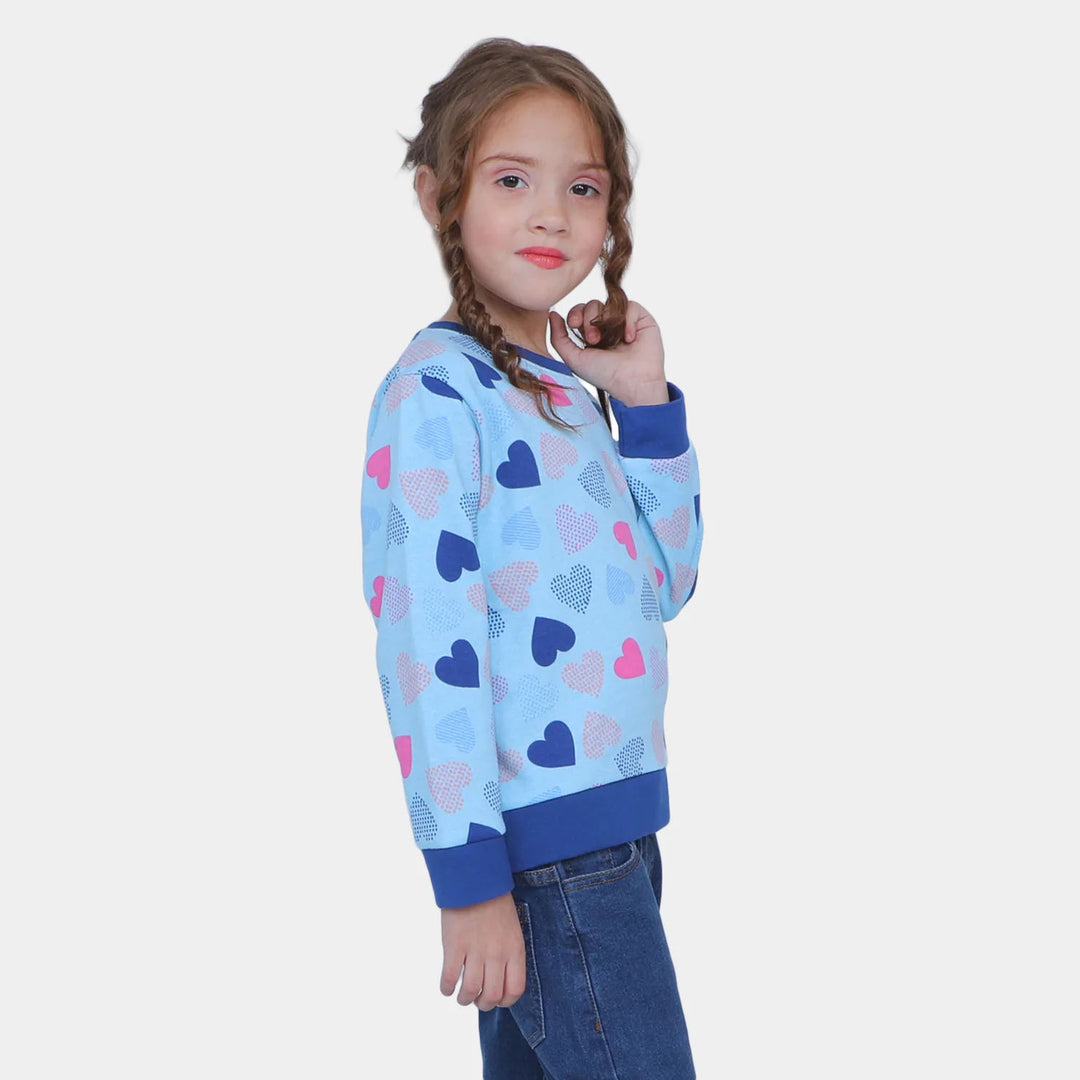 Girls Sweatshirt Big Heart - SKY BLUE