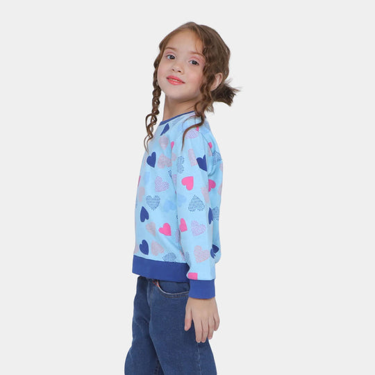 Girls Sweatshirt Big Heart - SKY BLUE