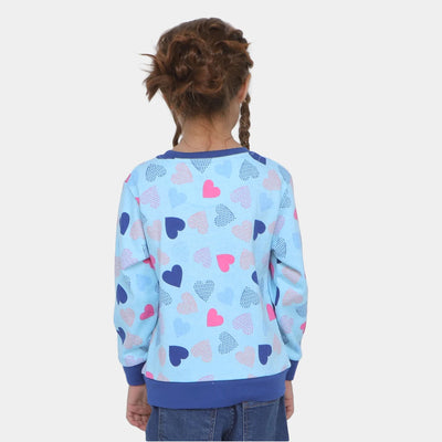Girls Sweatshirt Big Heart - SKY BLUE