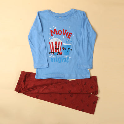 Movie Night Suit For Boys - Blue/Maroon