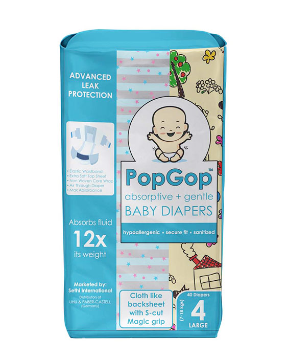 POPGOP BABY DIAPERS 40Pcs LARGE