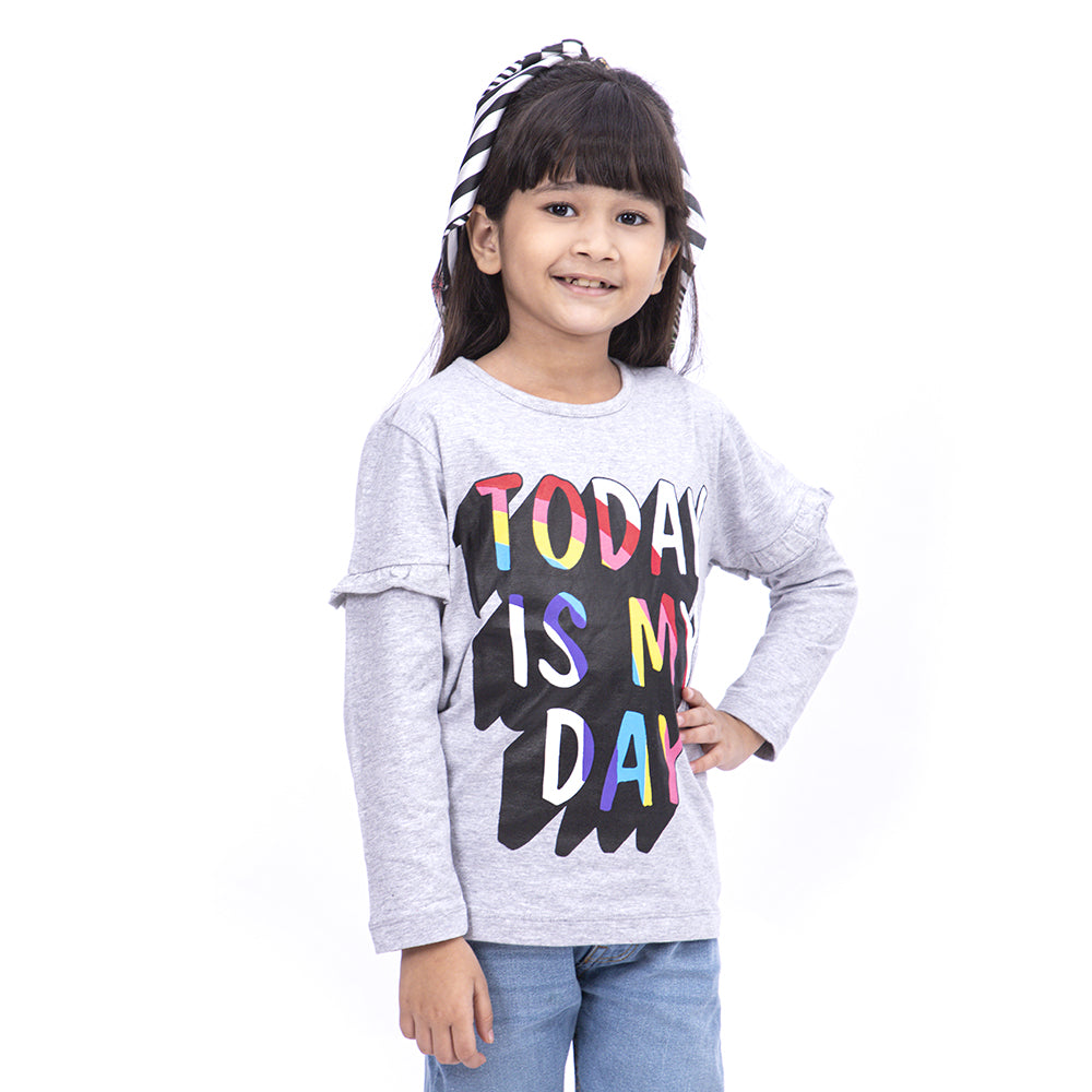 Today T-Shirt For Girls - Grey