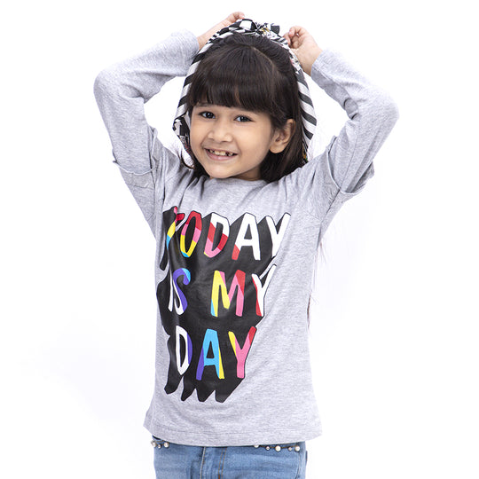 Today T-Shirt For Girls - Grey