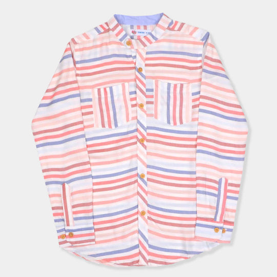 Boys Casual Shirt Multiline - ORANGE