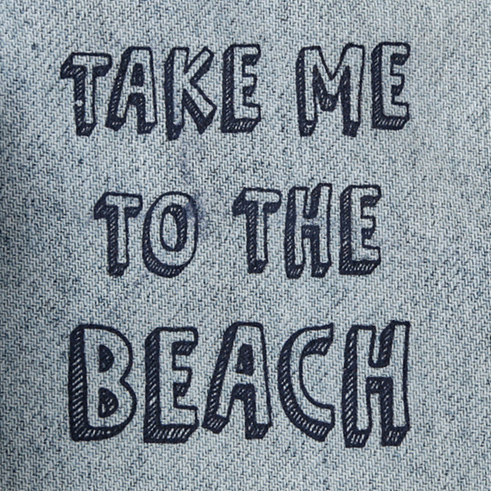 Beach Print Denim Short For Boys - Mid Blue