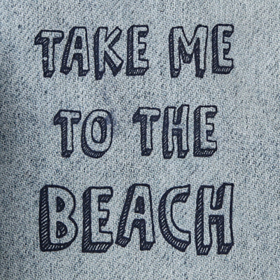 Beach Print Denim Short For Boys - Mid Blue
