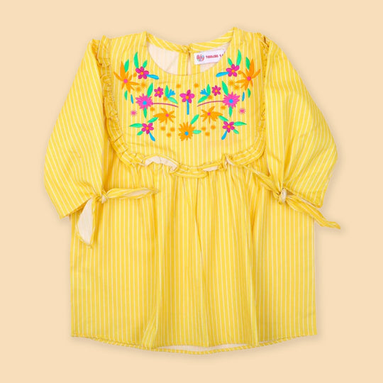 Embroidered Top For Girls - Yellow