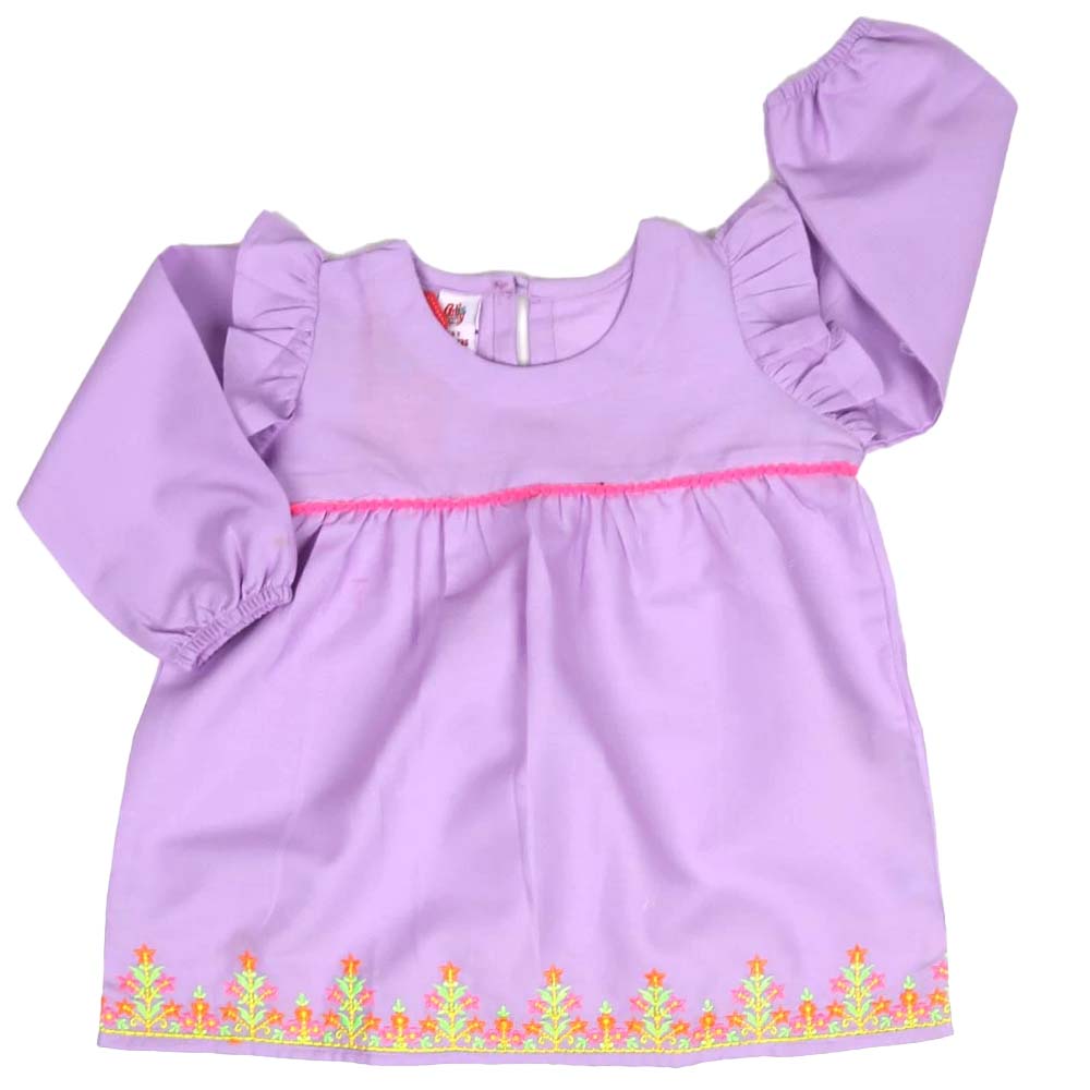 Girls Embroidered Top Floral - Purple