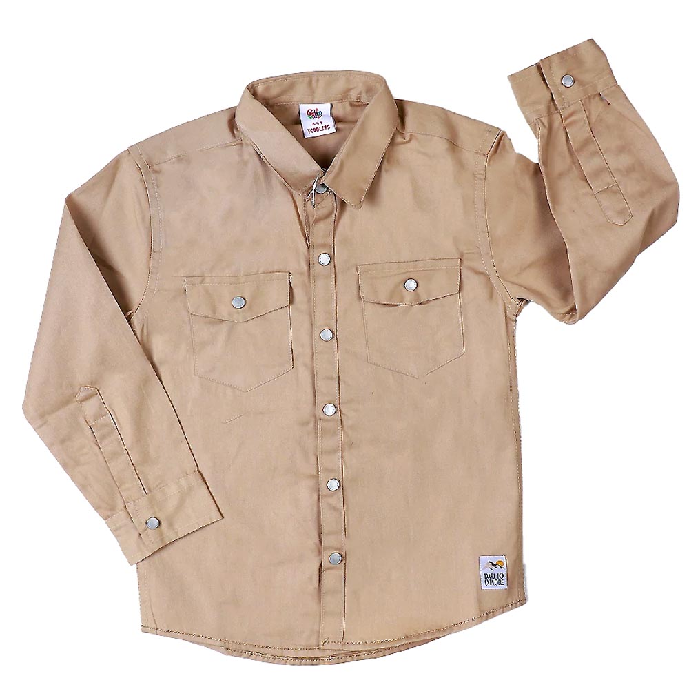 Nature Vibes Casual Shirt For Boys - Beige