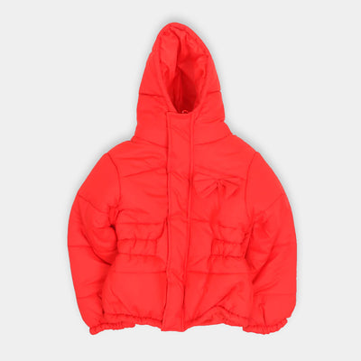Girls Hooded Puffer Jacket - Red