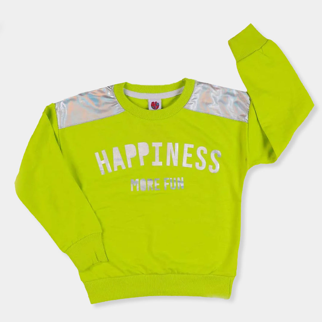 Happiness Sweatshirt For Girls - Neon Green