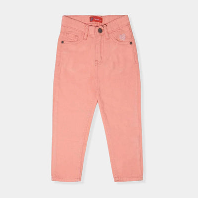 Heart Embroidered Cotton Pant For Girls - Rose