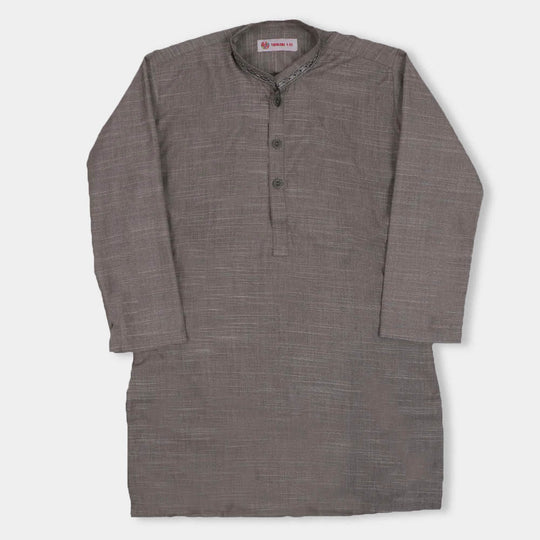 Boys Embroidered Kurta - Grey