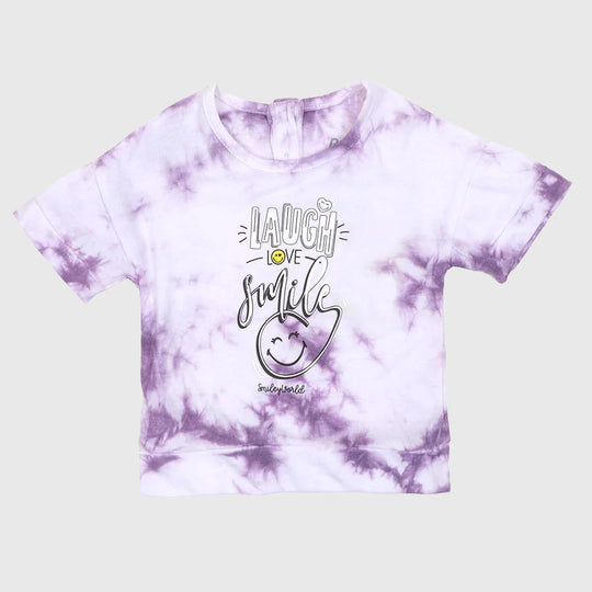 Infant Girls T-Shirt Laugh- Purple/White